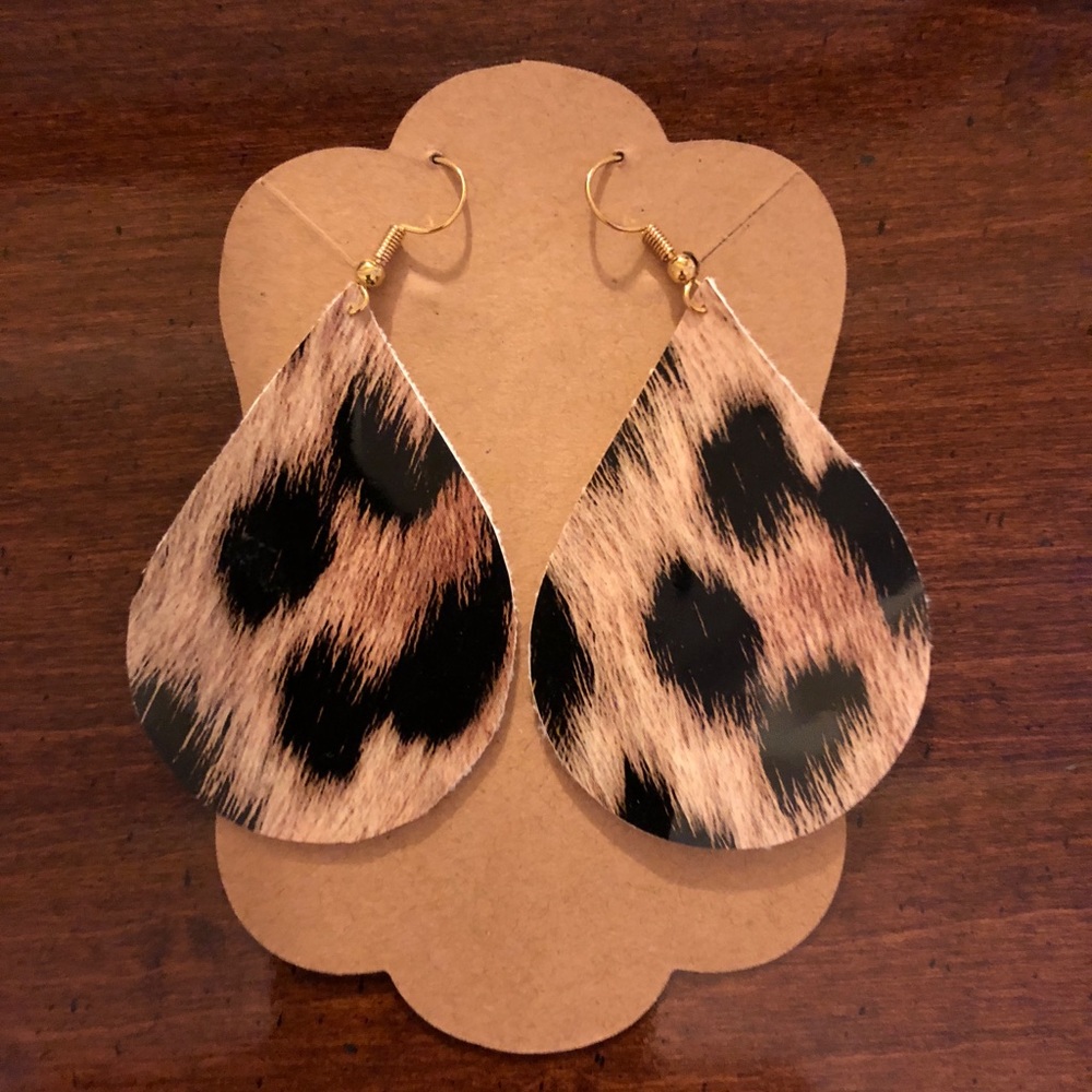 Cheetah print vinyl earrings
